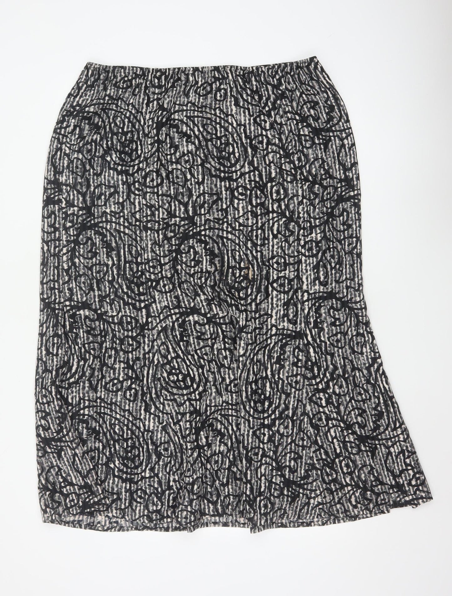 Windsmoor Women Grey Paisley Flared Midi Skirt UK 16 Lined