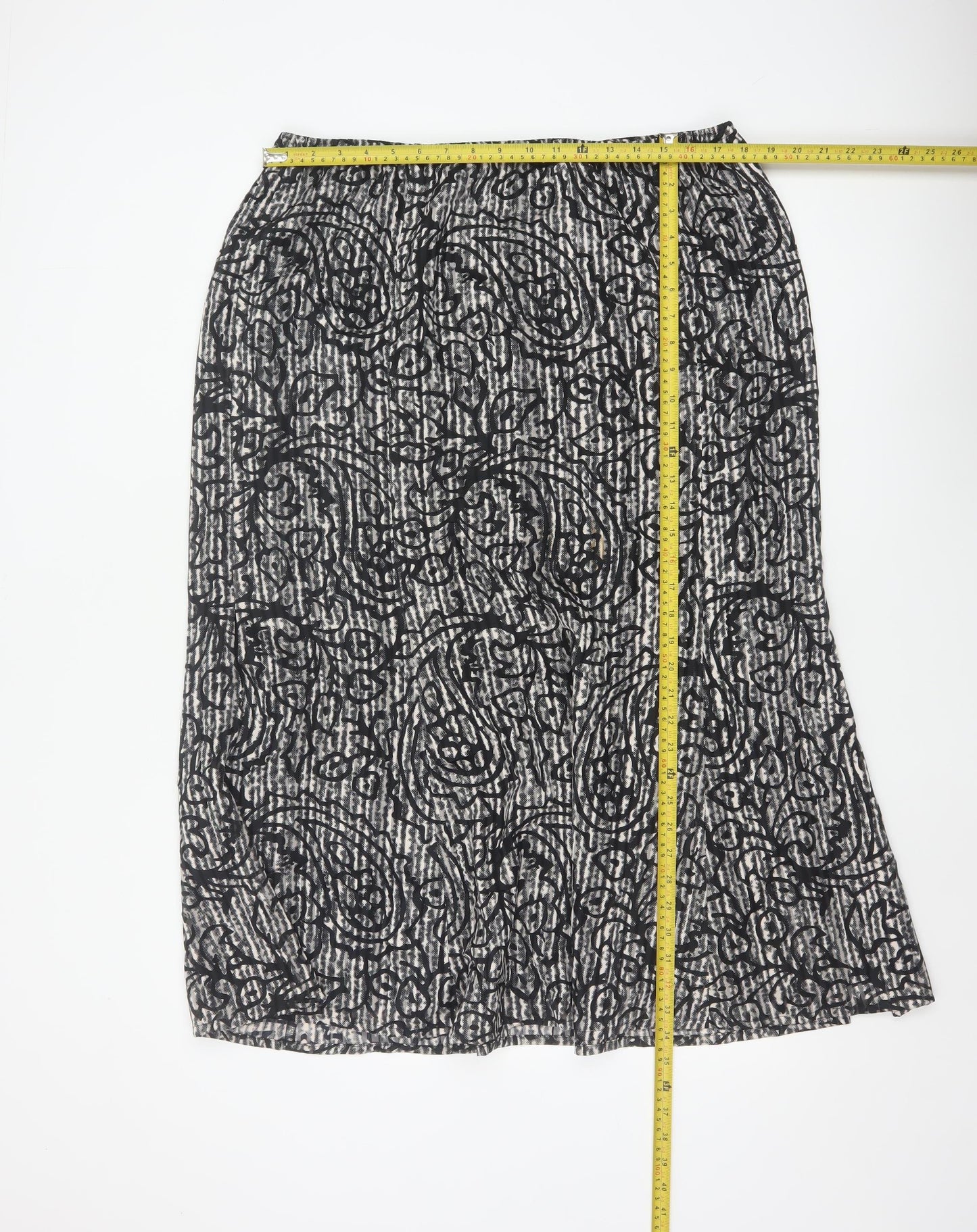 Windsmoor Women Grey Paisley Flared Midi Skirt UK 16 Lined