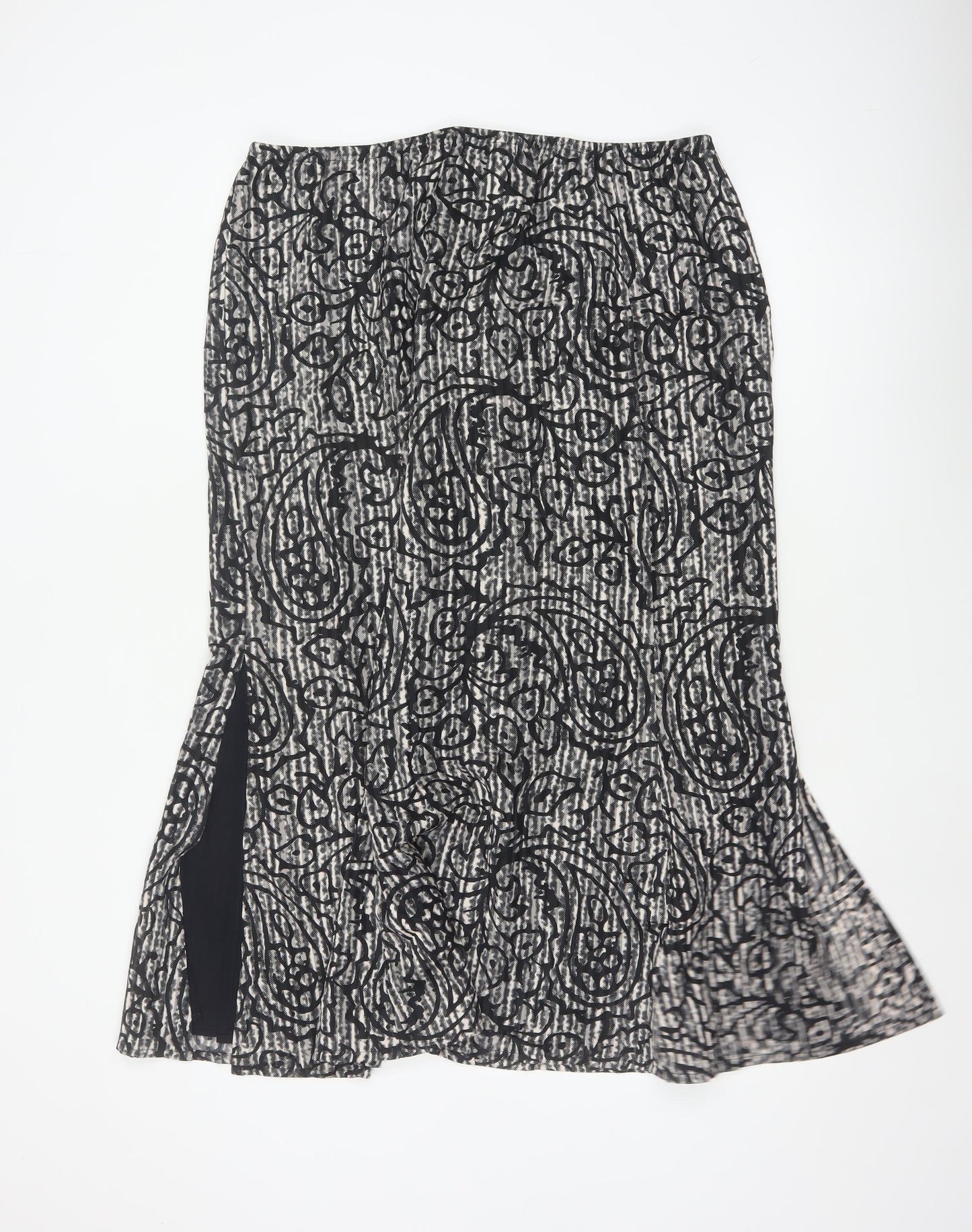 Windsmoor Women Grey Paisley Flared Midi Skirt UK 16 Lined