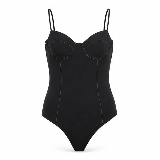 Zara Women Black M Rhinestone Corset Strappy Bodysuit Party