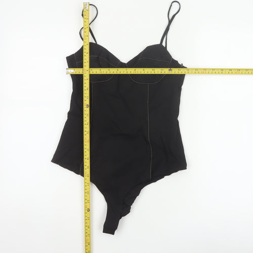 Zara Women Black M Rhinestone Corset Strappy Bodysuit Party