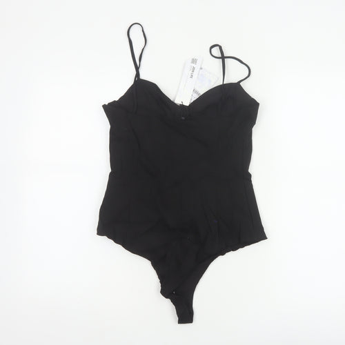 Zara Women Black M Rhinestone Corset Strappy Bodysuit Party