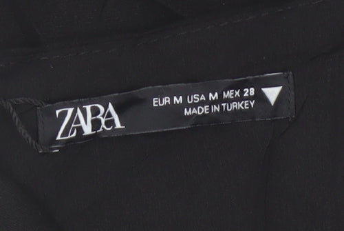 Zara Women Black M Rhinestone Corset Strappy Bodysuit Party