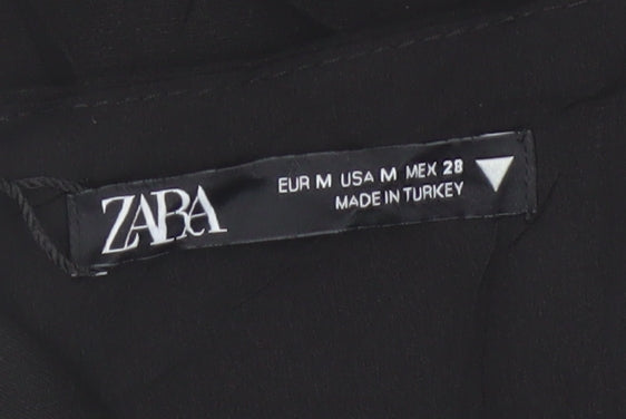 Zara Women Black M Rhinestone Corset Strappy Bodysuit Party
