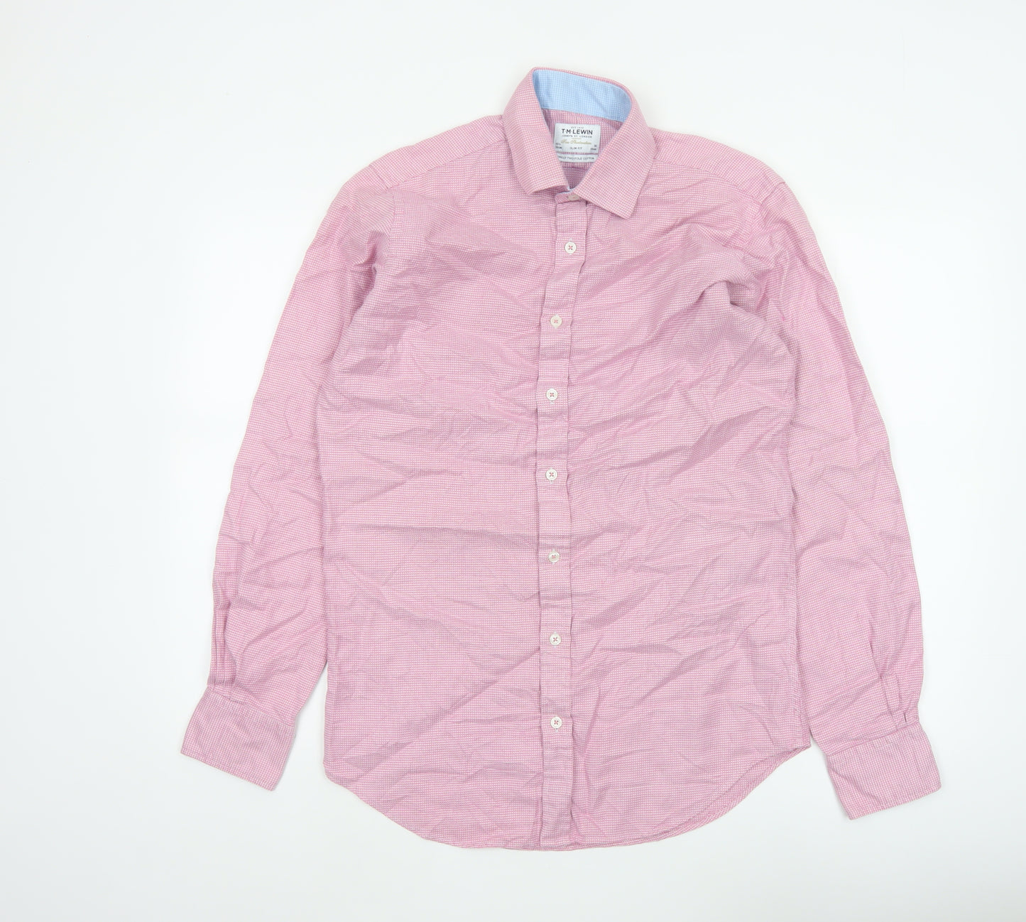 TM Lewin Men’s Pink 15.5 Slim Fit Cotton Long Sleeve Shirt