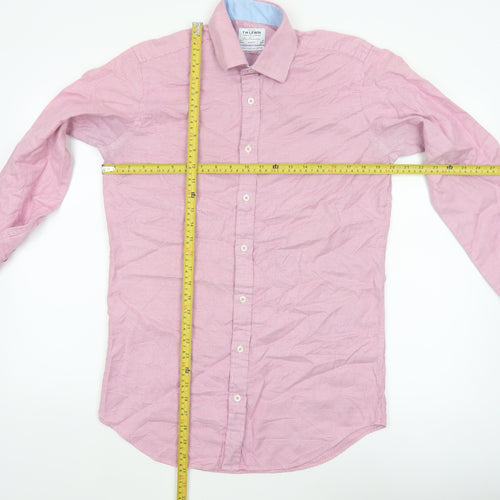 TM Lewin Men’s Pink 15.5 Slim Fit Cotton Long Sleeve Shirt