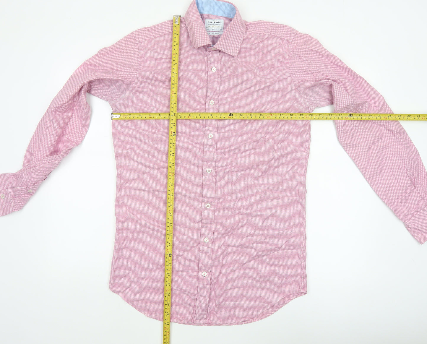 TM Lewin Men’s Pink 15.5 Slim Fit Cotton Long Sleeve Shirt