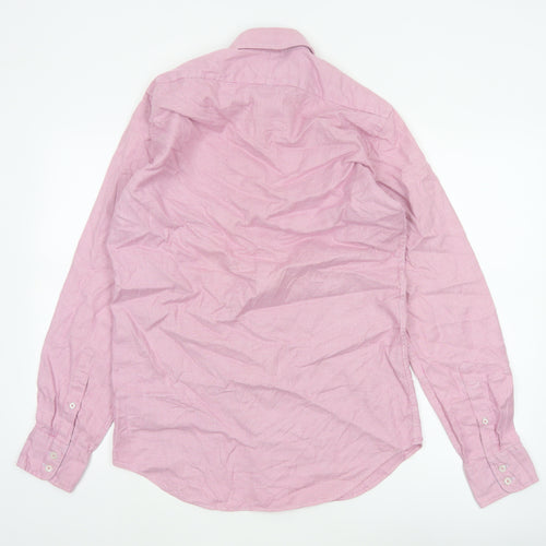TM Lewin Men’s Pink 15.5 Slim Fit Cotton Long Sleeve Shirt
