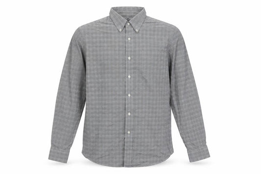 Front view of Lauren Ralph Lauren Men's Black Check Slim Fit 17 34 Non-Iron Shirt