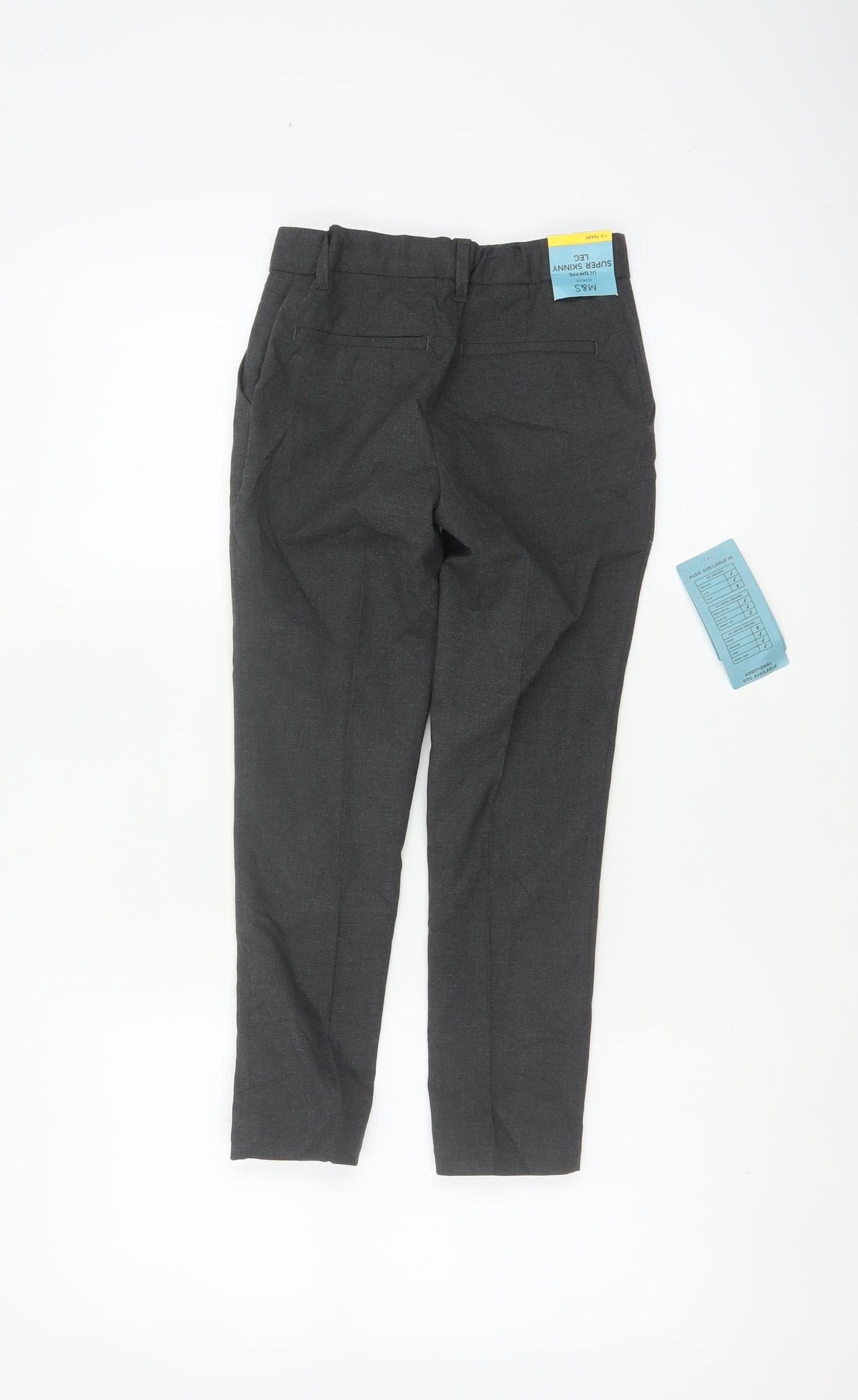 M&S Boys Grey 7-8 Years Dress Pants Super Skinny School NWT