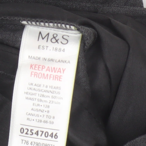 M&S Boys Grey 7-8 Years Dress Pants Super Skinny School NWT