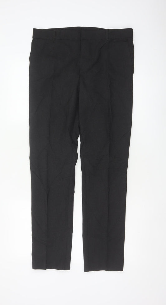 M&S Boys Black 15-16 Years Slim Fit School Formal Dress Trousers 31in