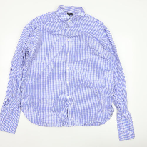 Jaeger Men’s Blue Check Button-Up Shirt Size 17 Long Sleeve