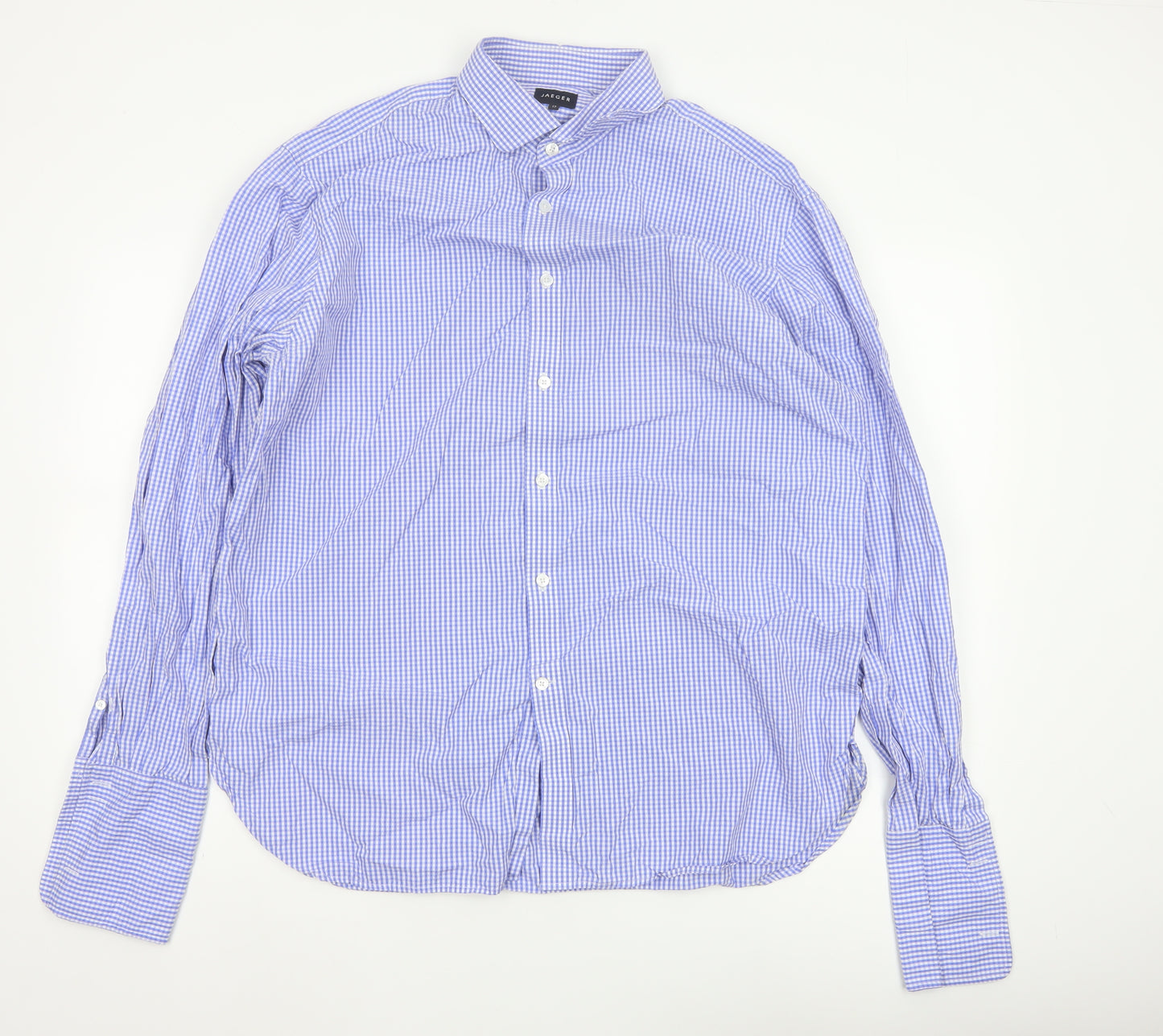 Jaeger Men’s Blue Check Button-Up Shirt Size 17 Long Sleeve
