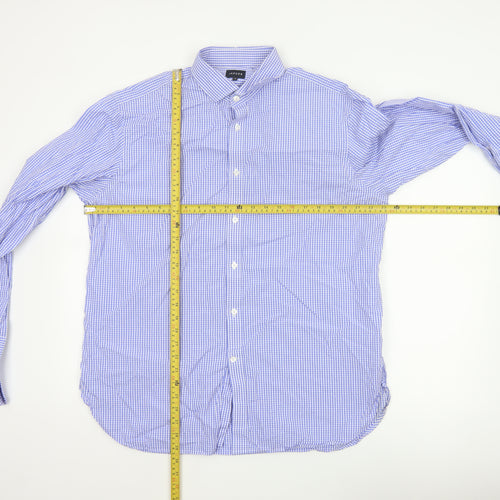 Jaeger Men’s Blue Check Button-Up Shirt Size 17 Long Sleeve