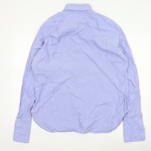 Jaeger Men’s Blue Check Button-Up Shirt Size 17 Long Sleeve