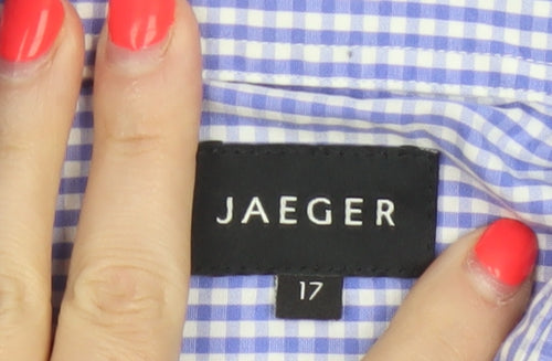 Jaeger Men’s Blue Check Button-Up Shirt Size 17 Long Sleeve