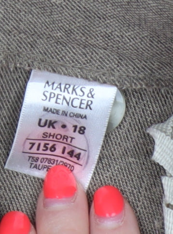 Marks and Spencer Women's Brown UK 18 Short Tailored Straight Trousers