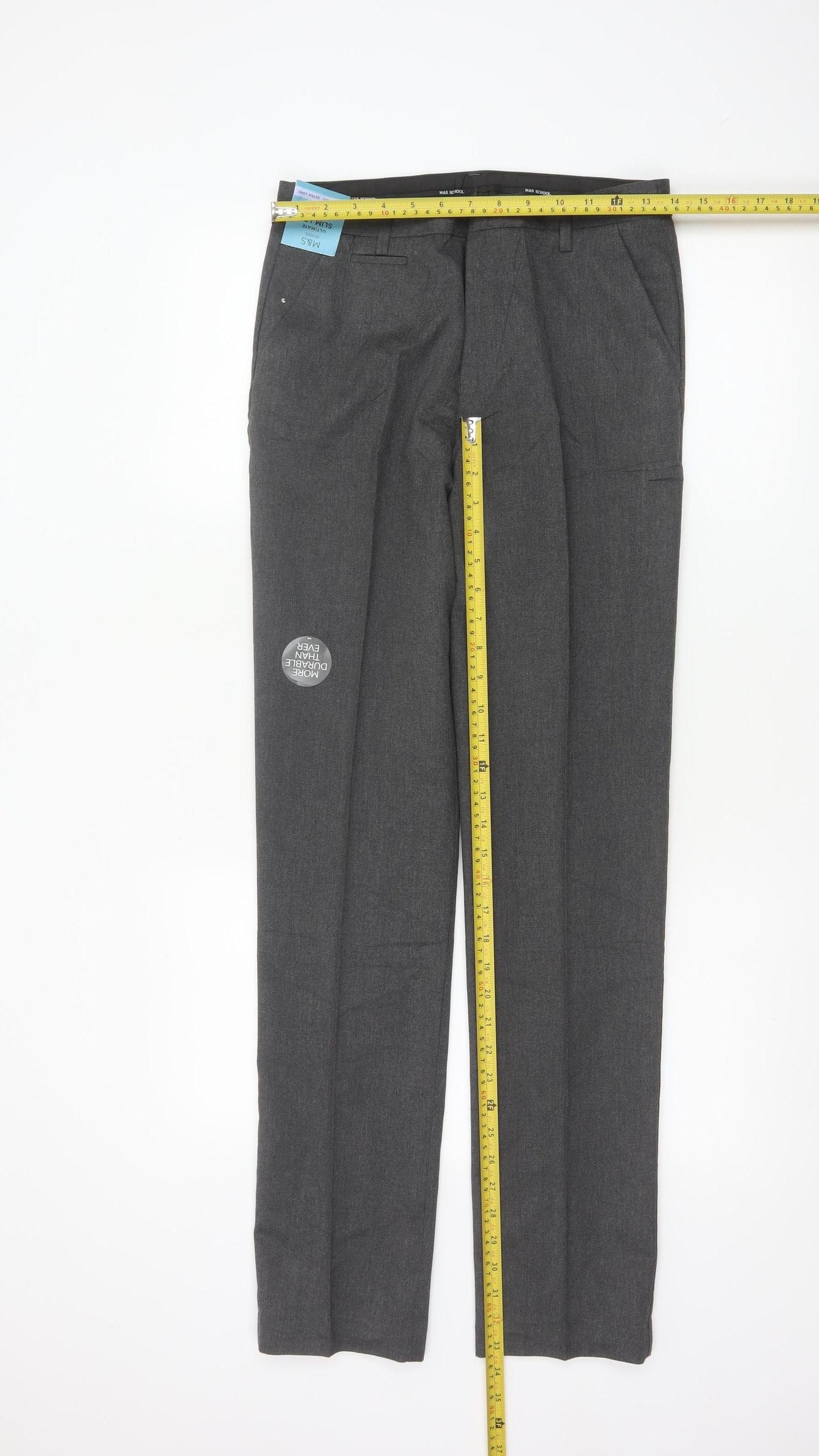 Marks & Spencer Boys Grey 12-13 Years Slim Dress Pants School