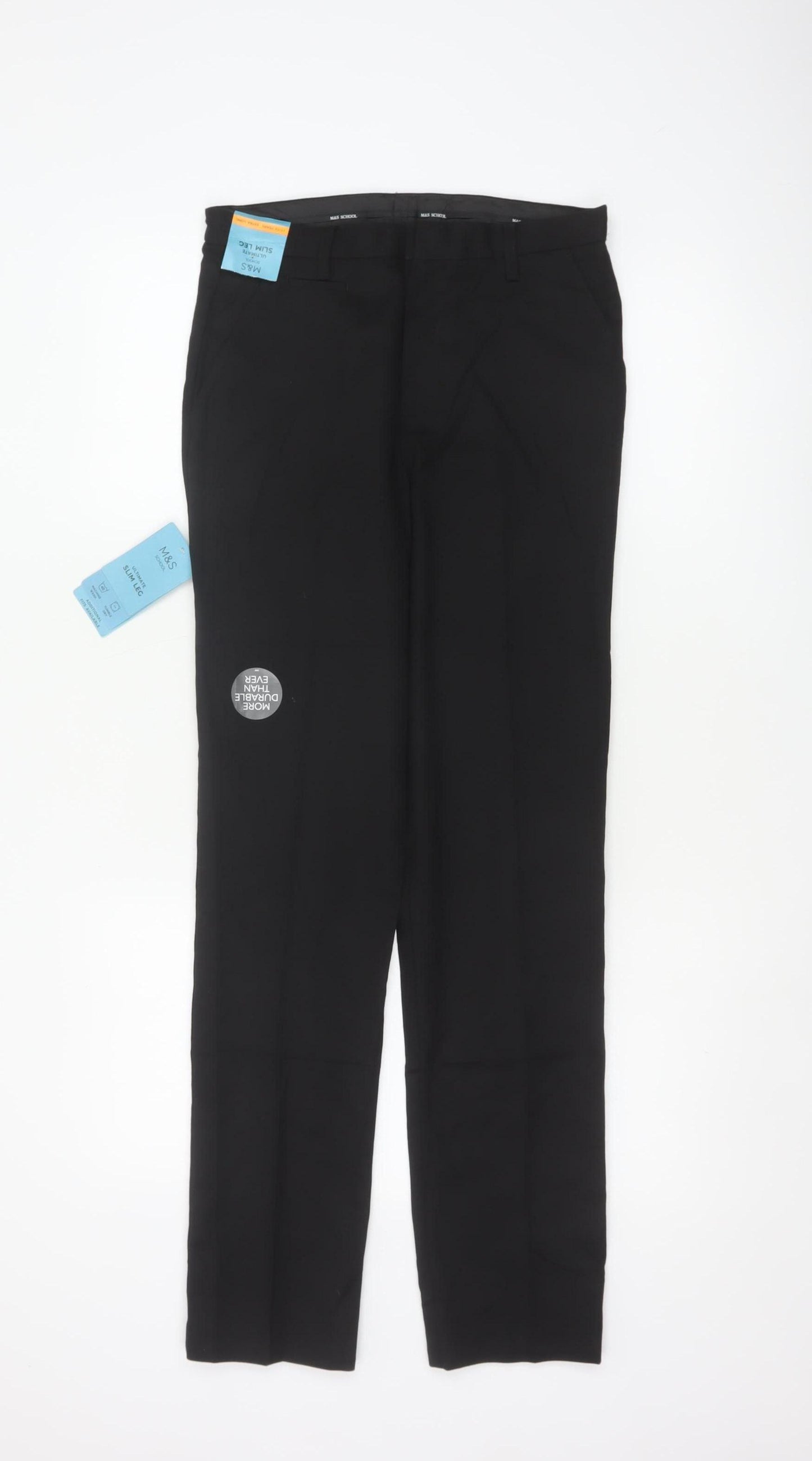 Marks & Spencer Boys Black 11-12 Years Slim Leg School Trousers