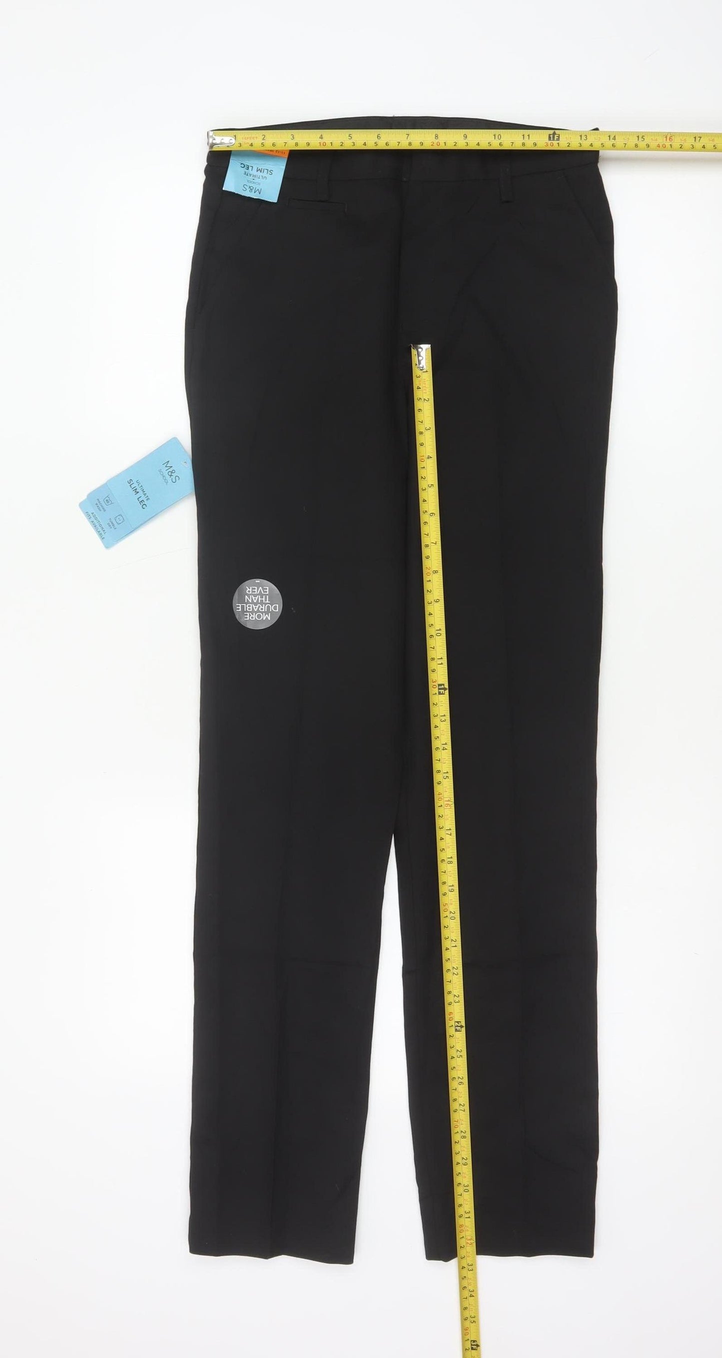 Marks & Spencer Boys Black 11-12 Years Slim Leg School Trousers
