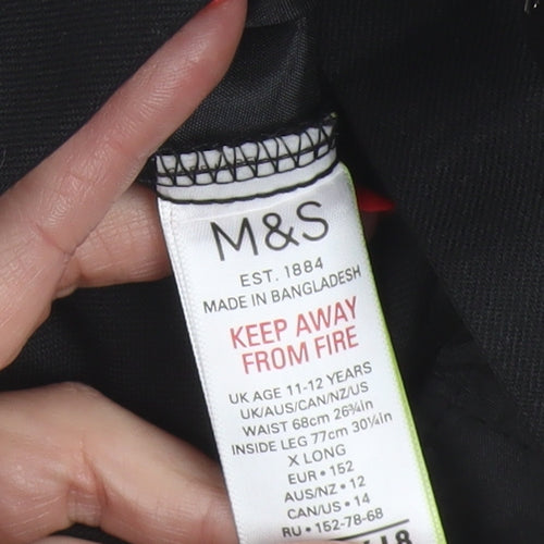 Marks & Spencer Boys Black 11-12 Years Slim Leg School Trousers
