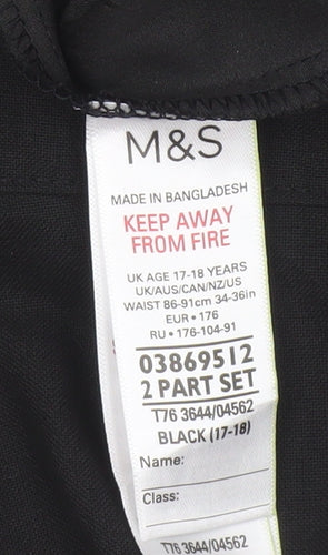 Marks & Spencer Boys Black 17-18 Years Dress Trousers School Pockets