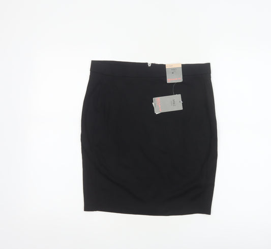 Front view of Marks and Spencer girls’ black age 17-18 straight pencil school skirt