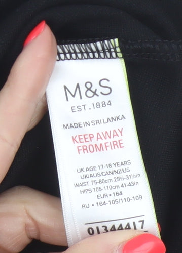 Marks and Spencer Girls Black Age 17-18 Straight Pencil School Skirt