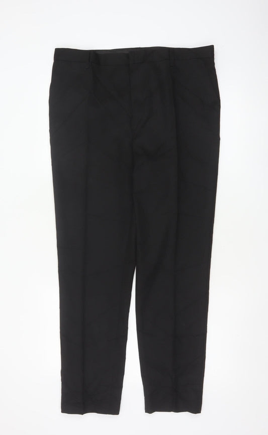 M&S Boys Black 17-18 Years Slim Fit School Dress Trousers NWT