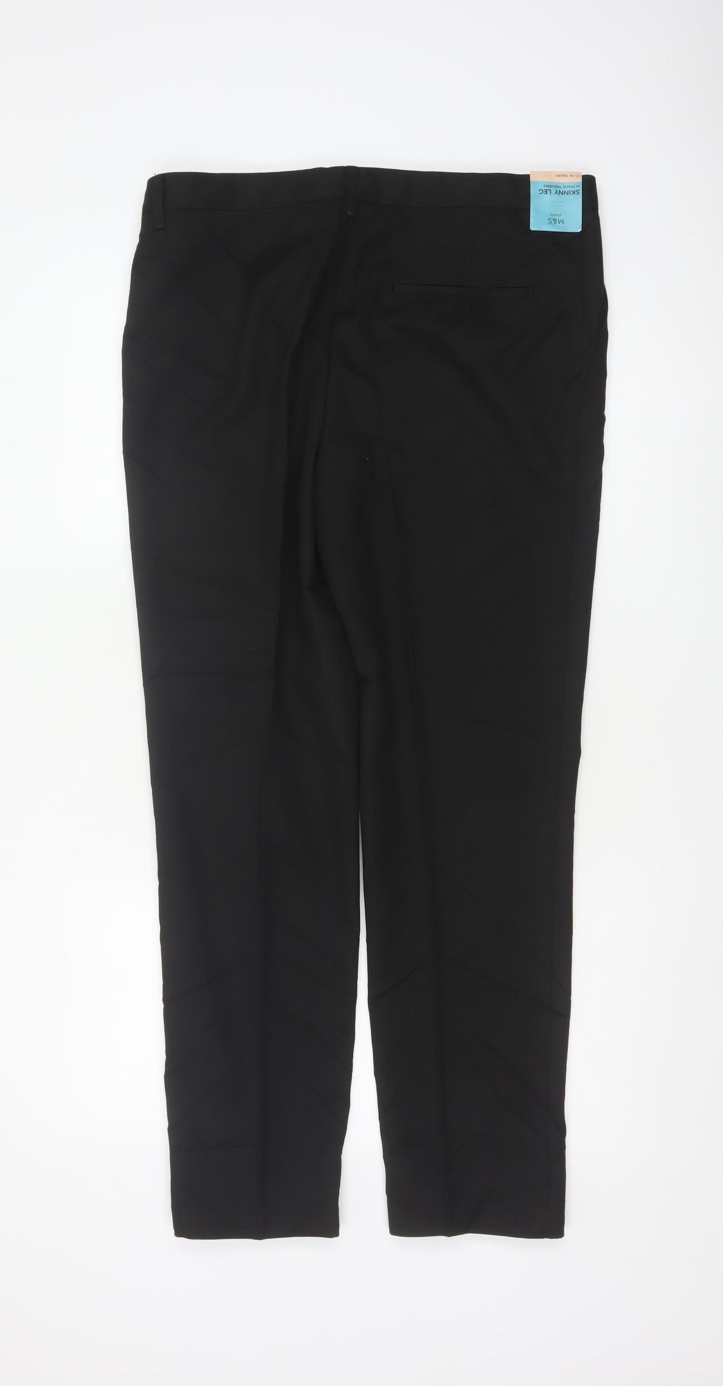 M&S Boys Black 17-18 Years Slim Fit School Dress Trousers NWT