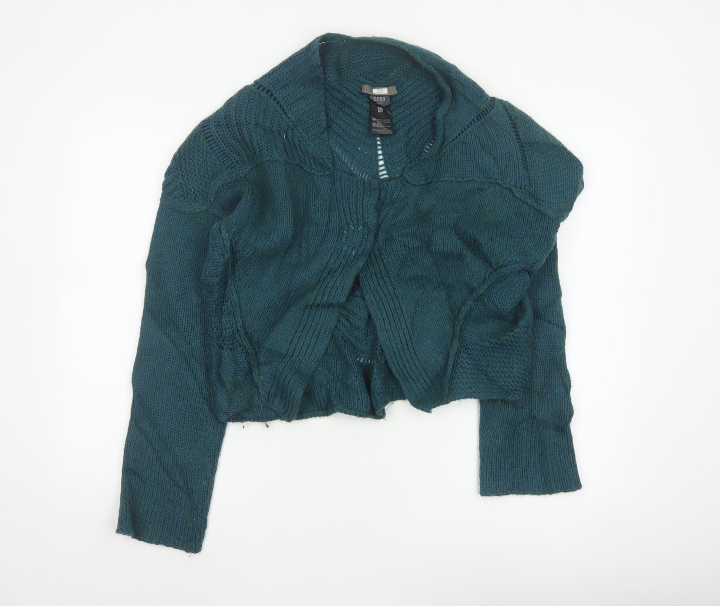Crea Concept Women Green L Cable-Knit Cowl Neck Alpaca Blend Jumper