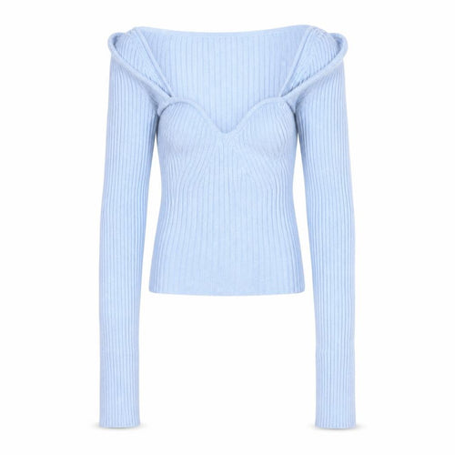 Urban Outfitters Women Blue XS Ribbed Knit Long Sleeve Pullover