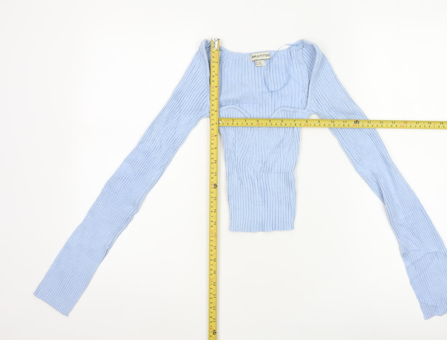 Urban Outfitters Women Blue XS Ribbed Knit Long Sleeve Pullover