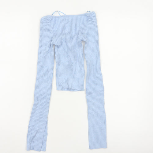 Urban Outfitters Women Blue XS Ribbed Knit Long Sleeve Pullover