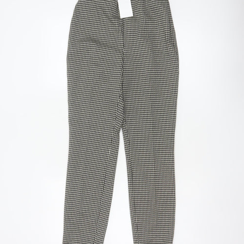 H&M Women Black White Check Tapered Smart Trousers Size S