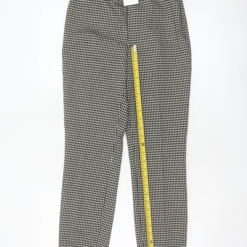 H&M Women Black White Check Tapered Smart Trousers Size S