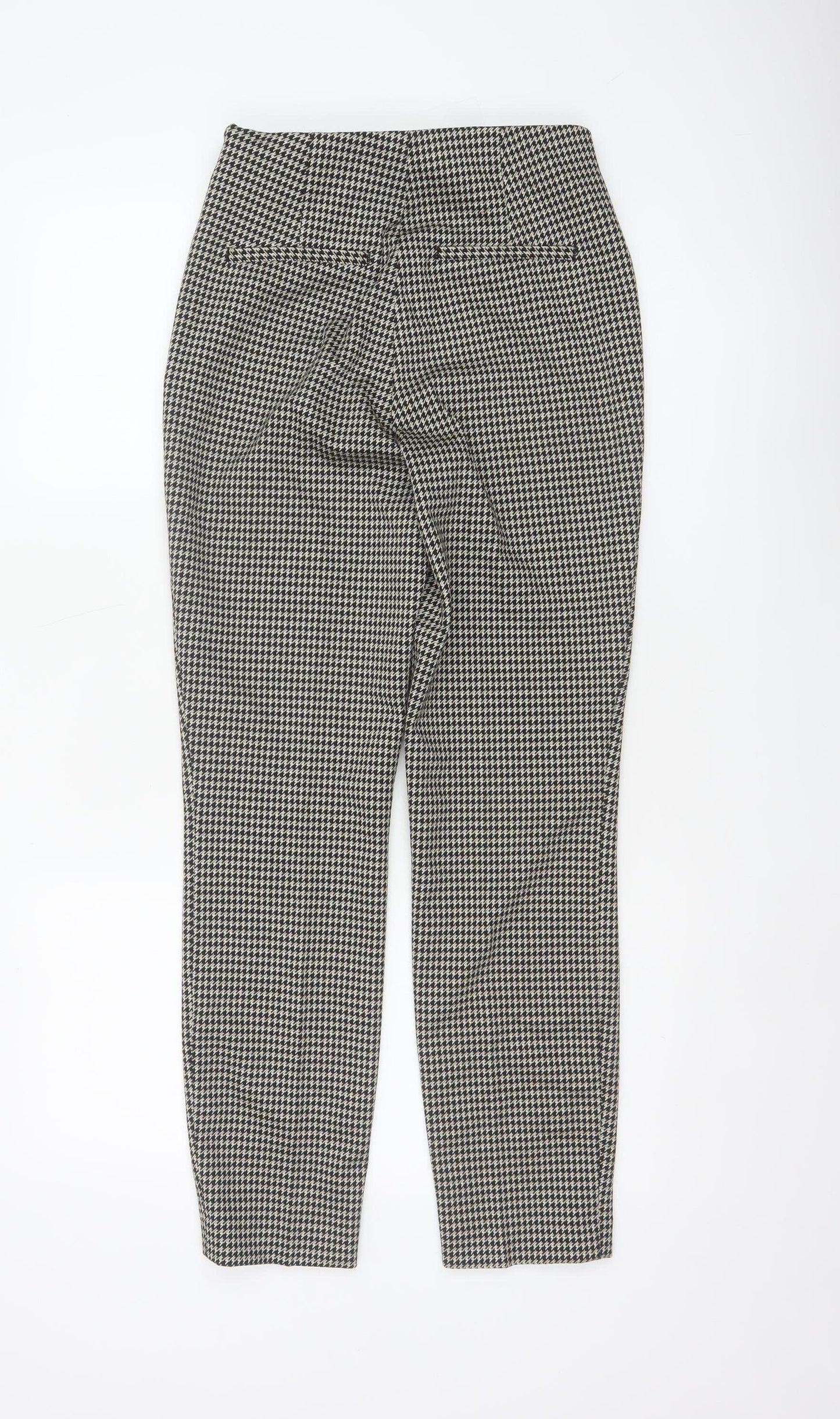 H&M Women Black White Check Tapered Smart Trousers Size S
