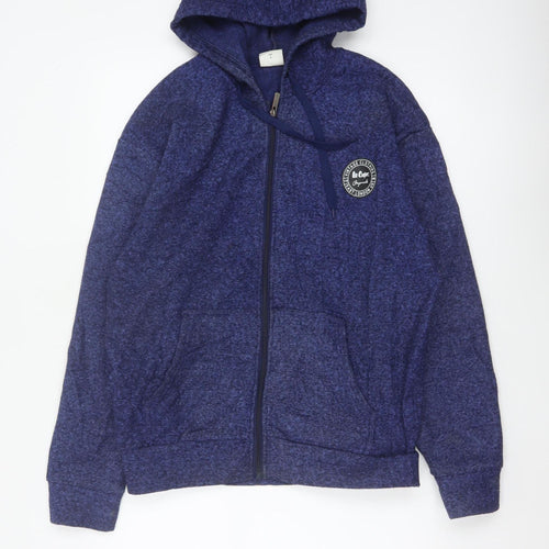 Lee Cooper Men’s Blue M Full Zip Hooded Fleece Hoodie London Logo