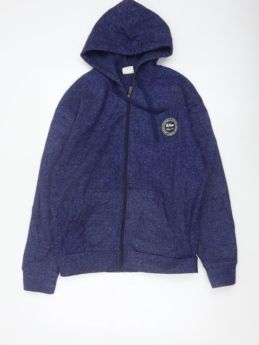 Lee Cooper Men’s Blue M Full Zip Hooded Fleece Hoodie London Logo
