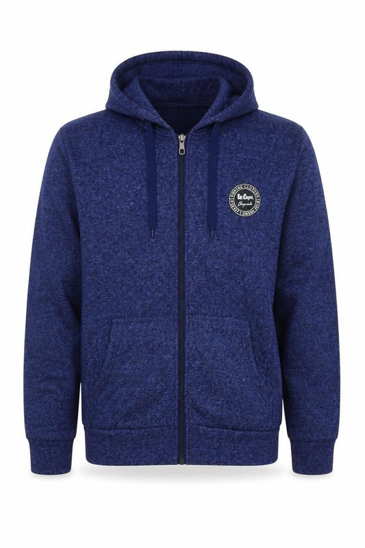 Lee Cooper Men’s Blue M Full Zip Hooded Fleece Hoodie London Logo
