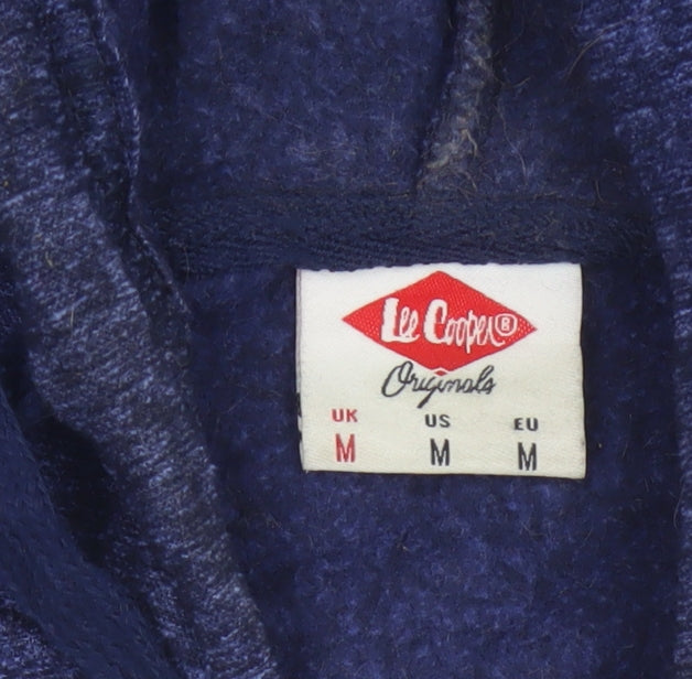 Lee Cooper Men’s Blue M Full Zip Hooded Fleece Hoodie London Logo
