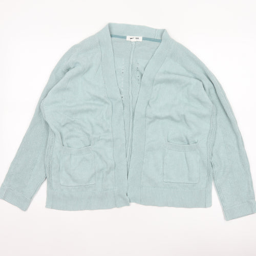 White Stuff Women Blue UK 14 Open Knit Cotton Cardigan Pockets