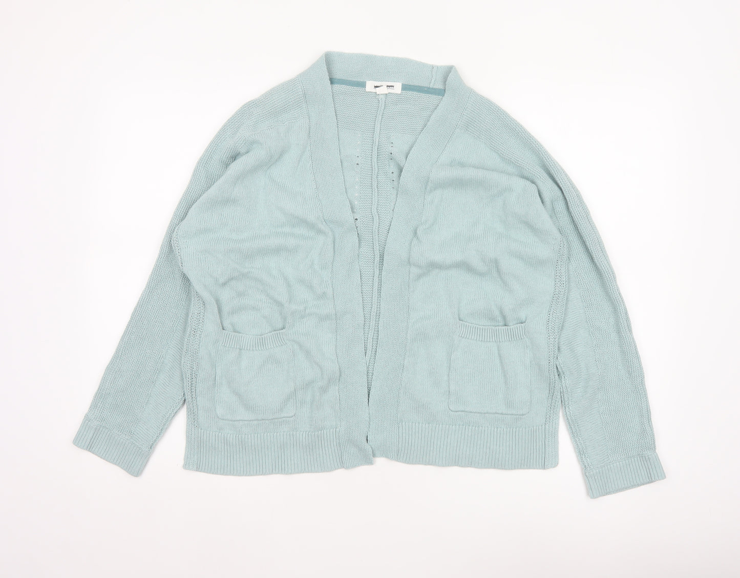 White Stuff Women Blue UK 14 Open Knit Cotton Cardigan Pockets