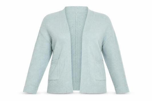 White Stuff Women Blue UK 14 Open Knit Cotton Cardigan Pockets