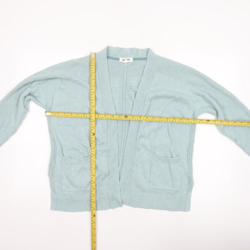 White Stuff Women Blue UK 14 Open Knit Cotton Cardigan Pockets