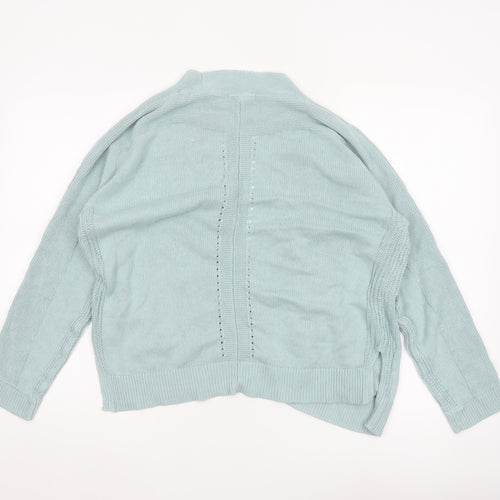 White Stuff Women Blue UK 14 Open Knit Cotton Cardigan Pockets