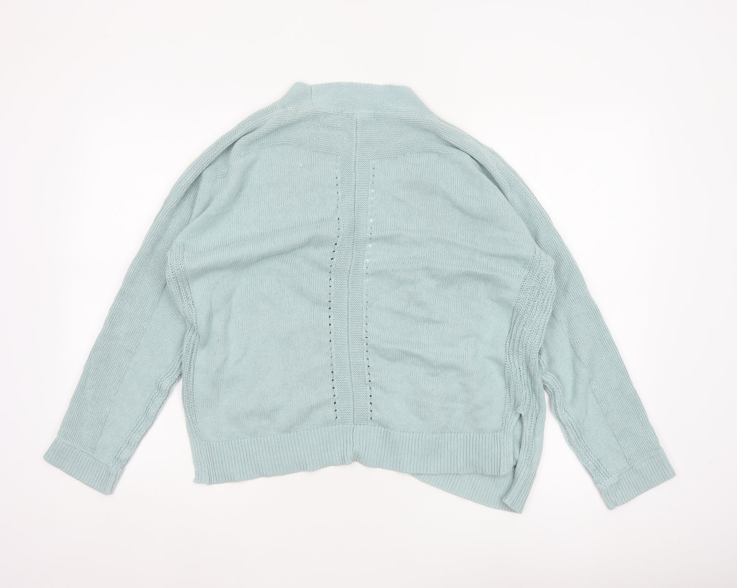 White Stuff Women Blue UK 14 Open Knit Cotton Cardigan Pockets