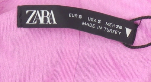 Zara Women Pink S Strappy Ruched Stretch Bodysuit Party Clubwear