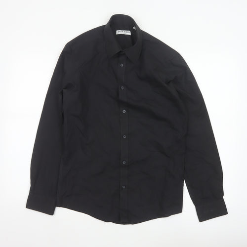 Jack Reid Men's Black 14.5 Easy Care Long Sleeve Button-Up Shirt